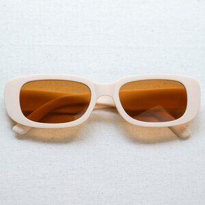 y2k rectangle retro style Cream Frame, Orange Lens frame sunglasses